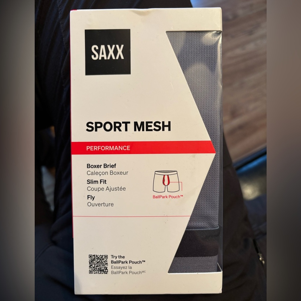 SAXX Sport Mesh Boxer Briefs - Grey